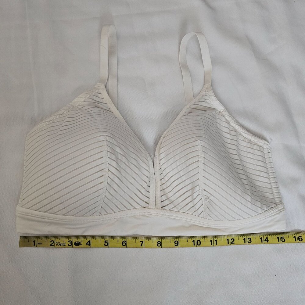 Auden Women's White Sheer Lace Striped Overlay Slightly Lined‎ Bralette Size XL - Picture 14 of 14